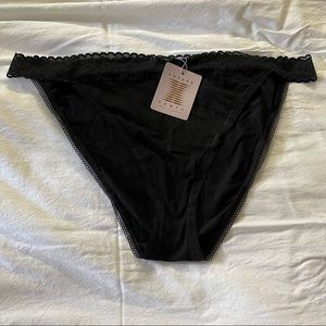 Set of 4 Black Panties with Lace Accent
